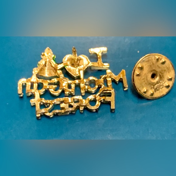 Vintage Jeweled Enamel Gold Tone Metal I HEART MICHIGAN FOREST Pin Brooch - Picture 10 of 12